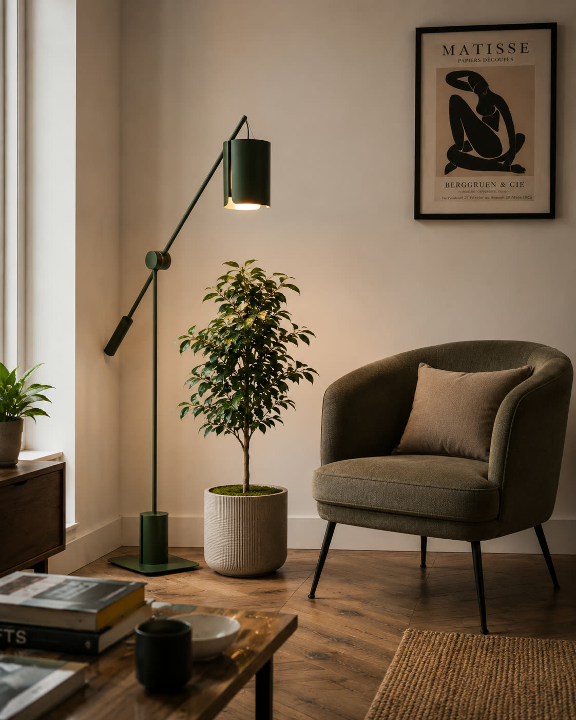 Anthos in the Olive finish, lit